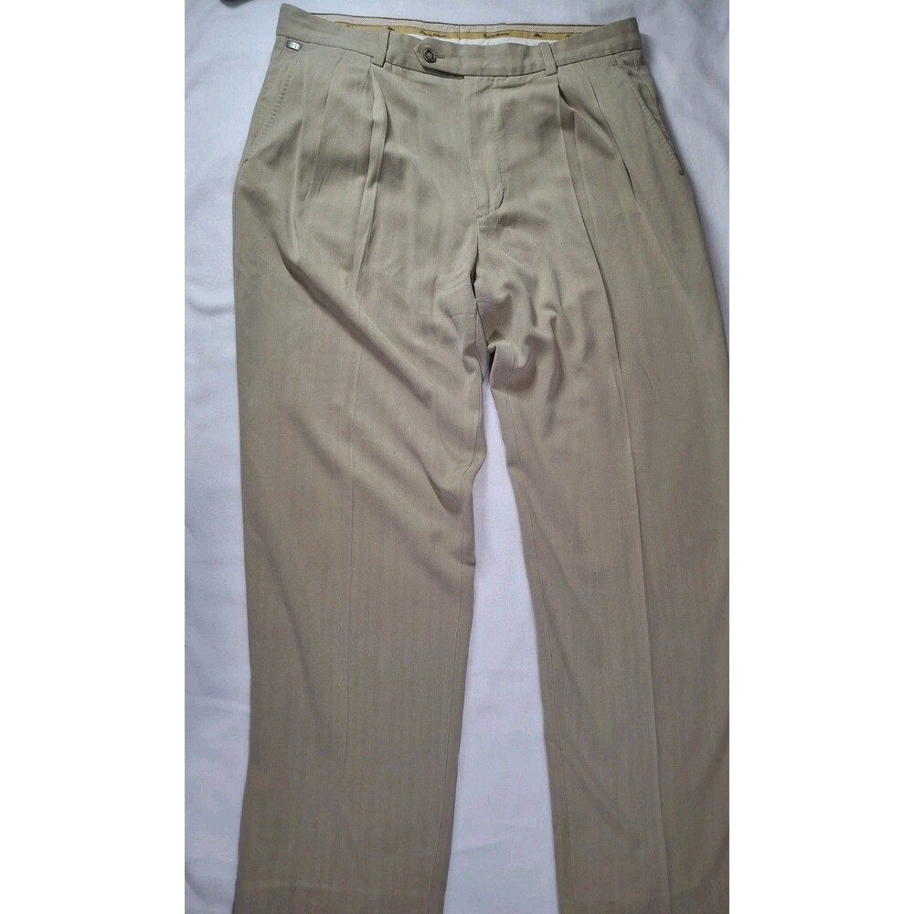 Tommy Bahama silk pants, Pleated and cuffed in a Khaki color